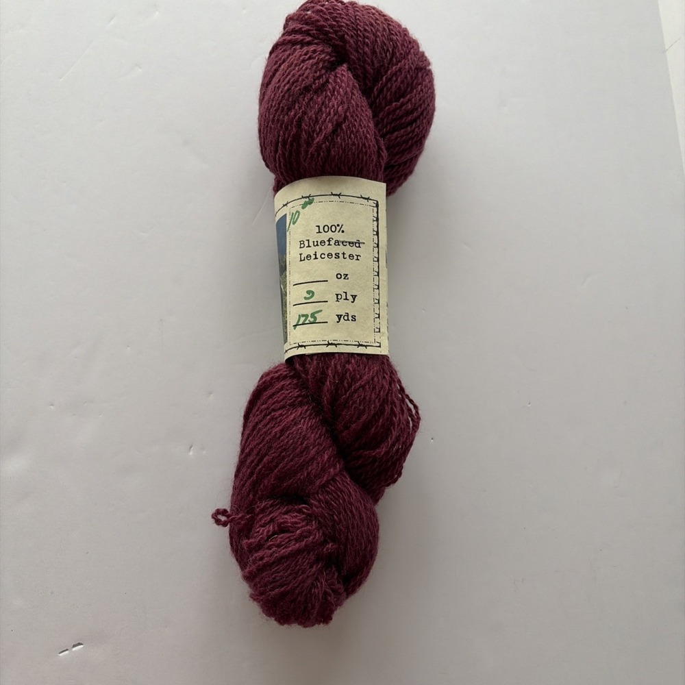 Sheep Camp Wool Mill Burgundy 100% Bluefaced Leicester Yarn 2 Ply 175 Yds Skein - Picture 4 of 7